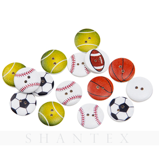 Cartoni colorati Pallacanestro Calcio Pallone da rugby Stampato Bottoni Fibbie in legno